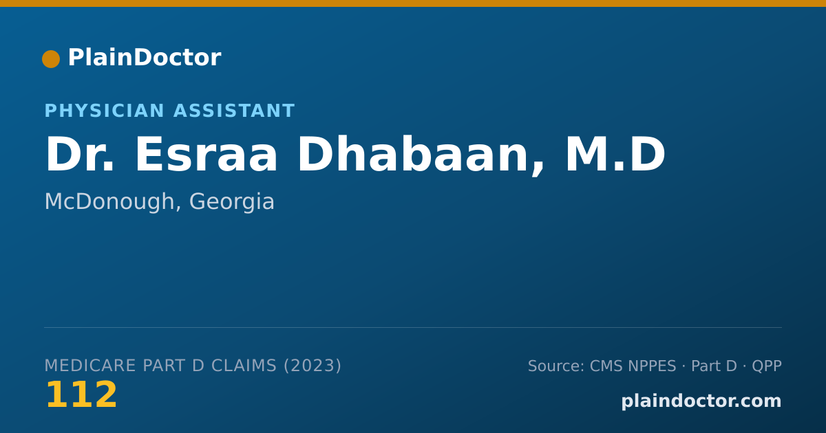 Shareable card for Esraa Dhabaan, M.D - Physician Assistant, McDonough, GA