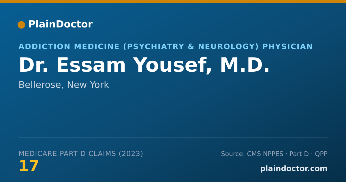 Shareable card for Essam Yousef, M.D. - Addiction Medicine (Psychiatry & Neurology) Physician, Bellerose, NY