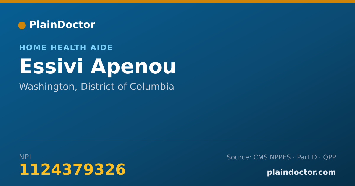 Shareable card for Essivi Apenou - Home Health Aide, Washington, DC