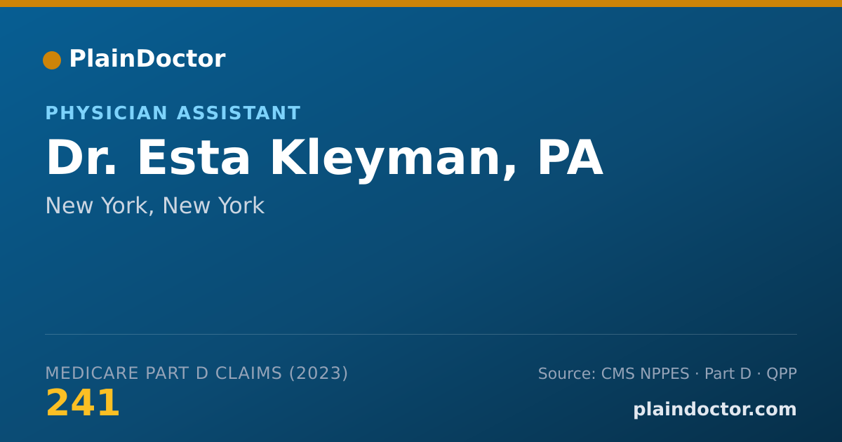 Shareable card for Esta Kleyman, PA - Physician Assistant, New York, NY