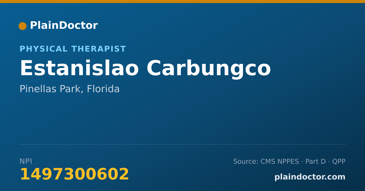 Shareable card for Estanislao Carbungco - Physical Therapist, Pinellas Park, FL