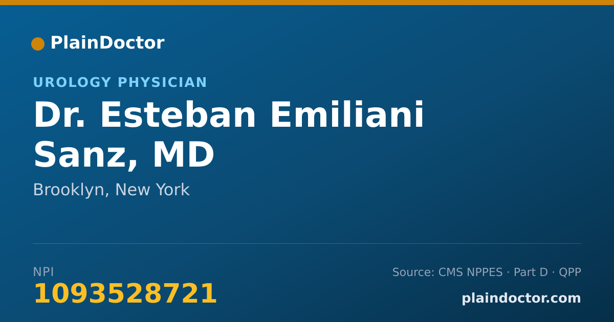 Shareable card for Esteban Emiliani Sanz, MD - Urology Physician, Brooklyn, NY