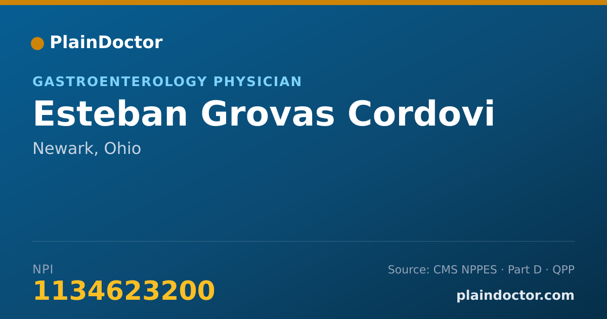 Shareable card for Esteban Grovas Cordovi - Gastroenterology Physician, Newark, OH