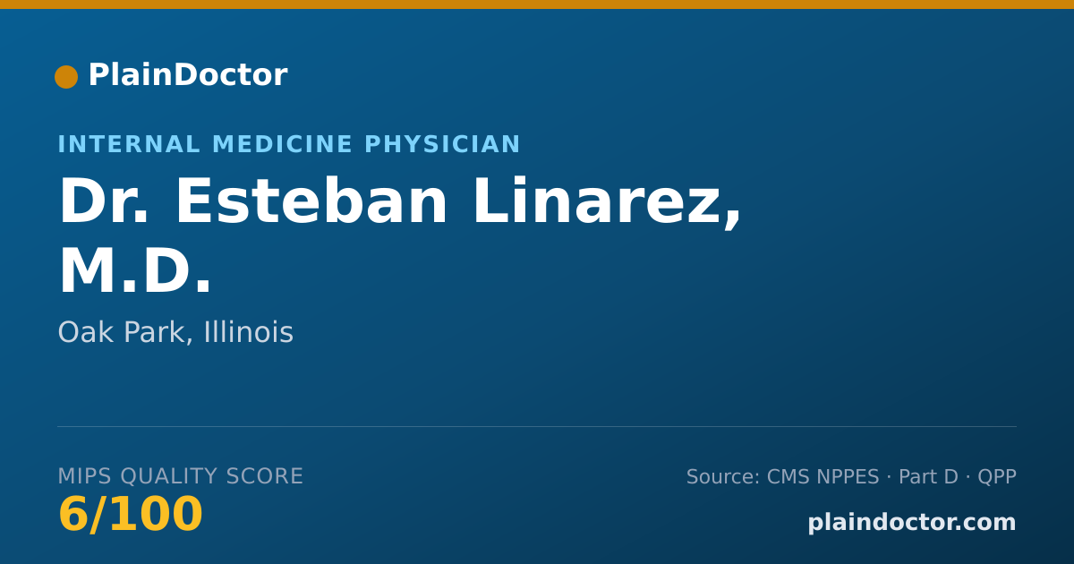 Shareable card for Esteban Linarez, M.D. - Internal Medicine Physician, Oak Park, IL