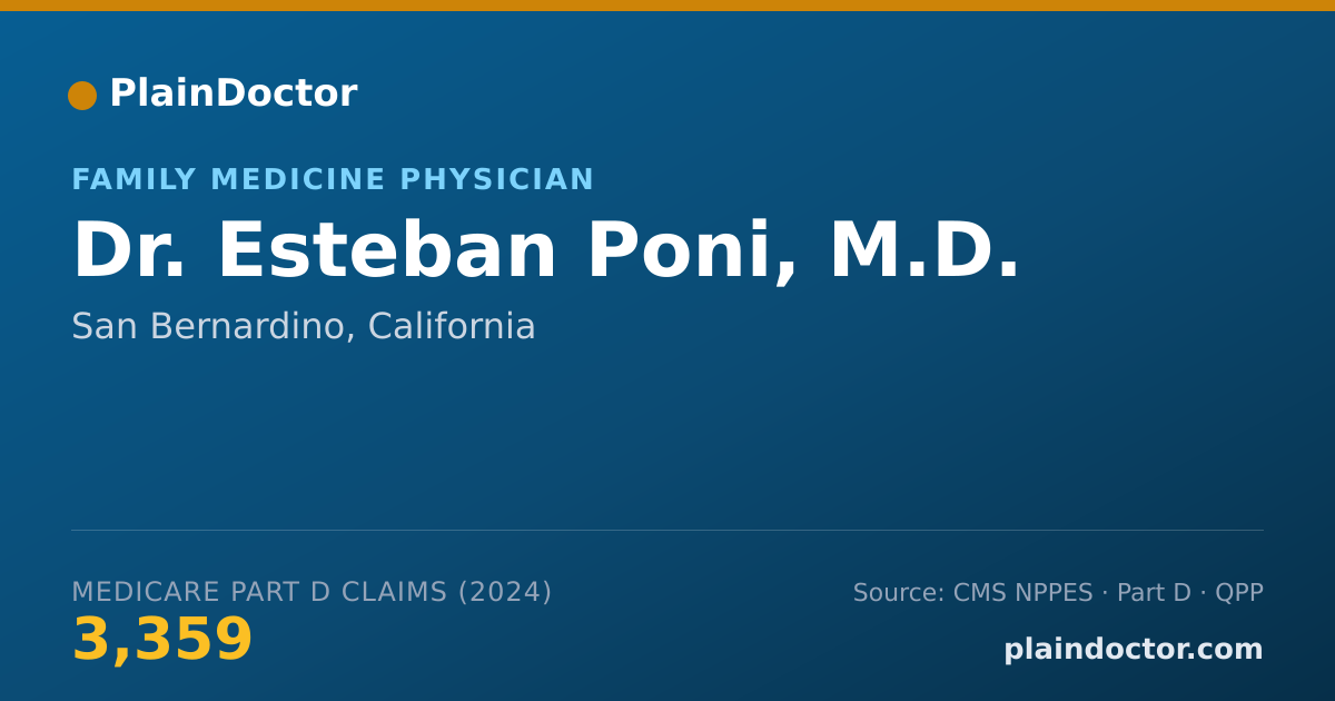 Shareable card for Esteban Poni, M.D. - Pediatrics Physician, San Bernardino, CA