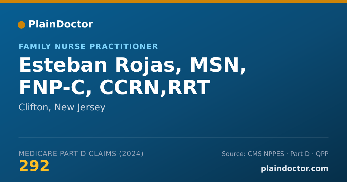 Shareable card for Esteban Rojas, MSN, FNP-C, CCRN,RRT - Family Nurse Practitioner, Clifton, NJ