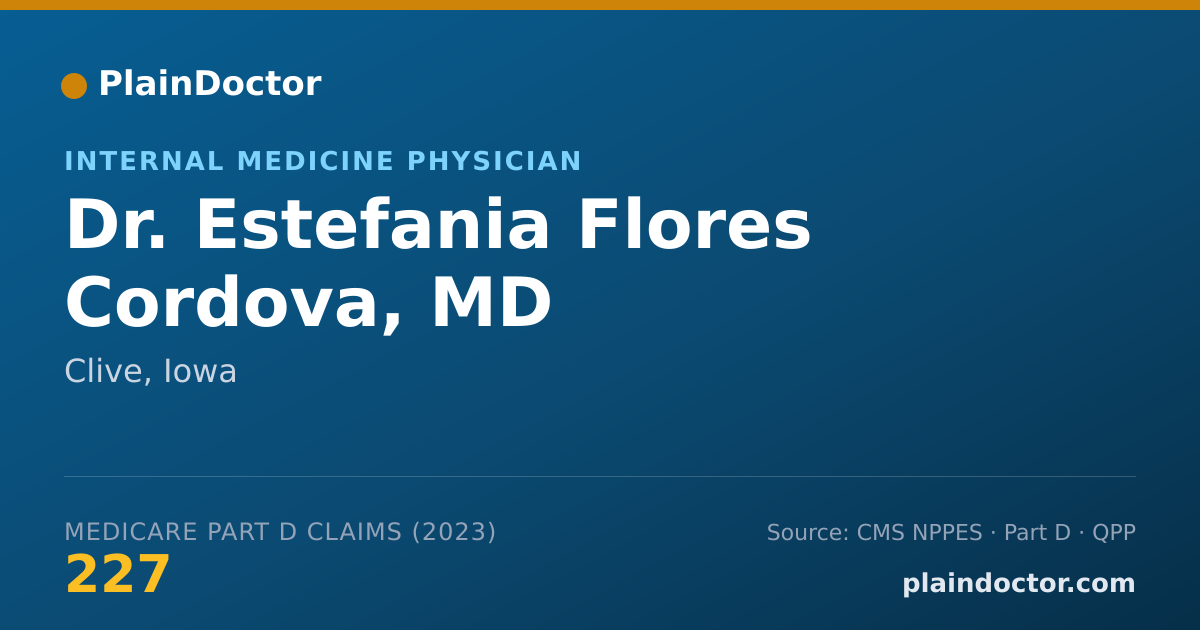 Shareable card for Estefania Flores Cordova, MD - Internal Medicine Physician, Clive, IA