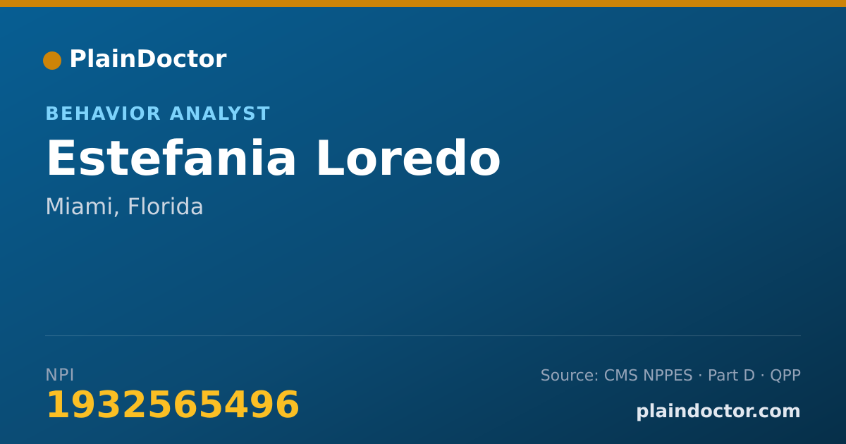 Shareable card for Estefania Loredo - Behavior Analyst, Miami, FL