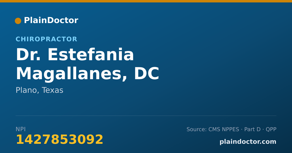 Shareable card for Estefania Magallanes, DC - Chiropractor, Plano, TX