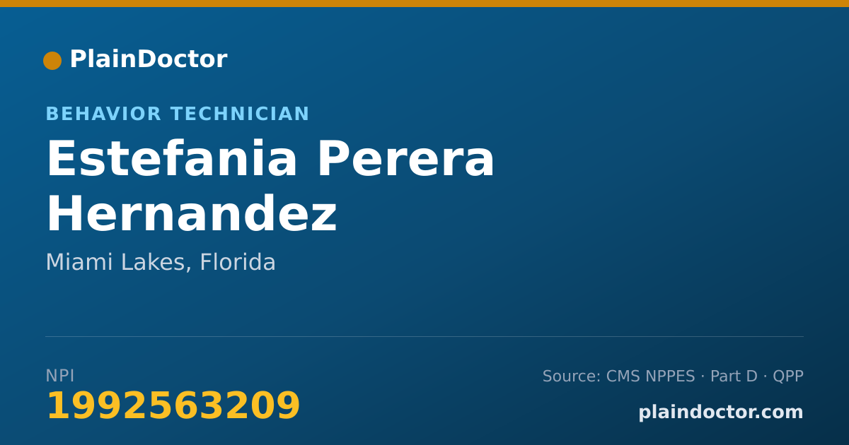 Shareable card for Estefania Perera Hernandez - Behavior Technician, Miami Lakes, FL