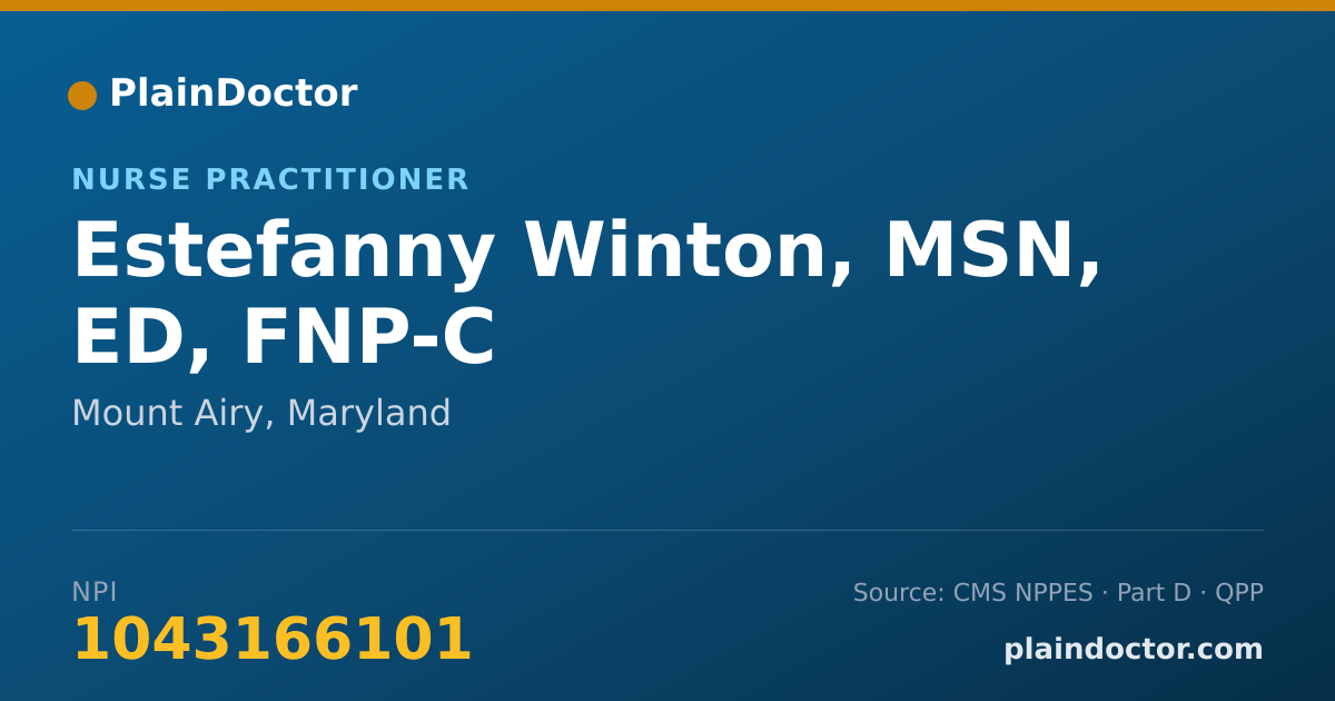 Shareable card for Estefanny Winton, MSN, ED, FNP-C - Nurse Practitioner, Mount Airy, MD
