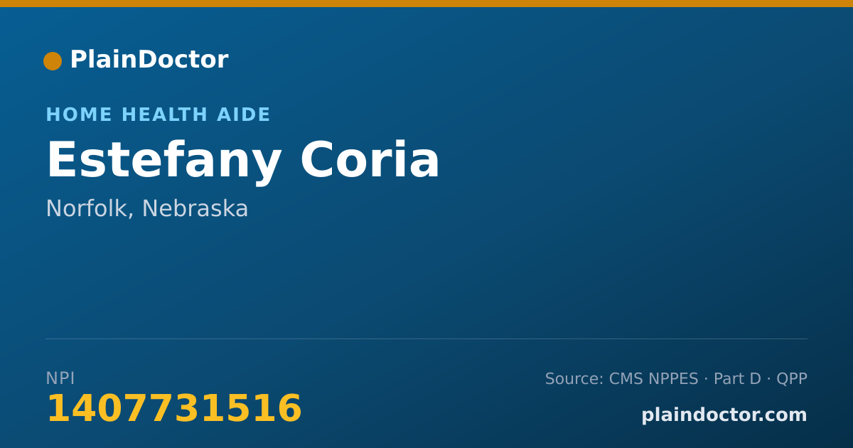 Shareable card for Estefany Coria - Home Health Aide, Norfolk, NE