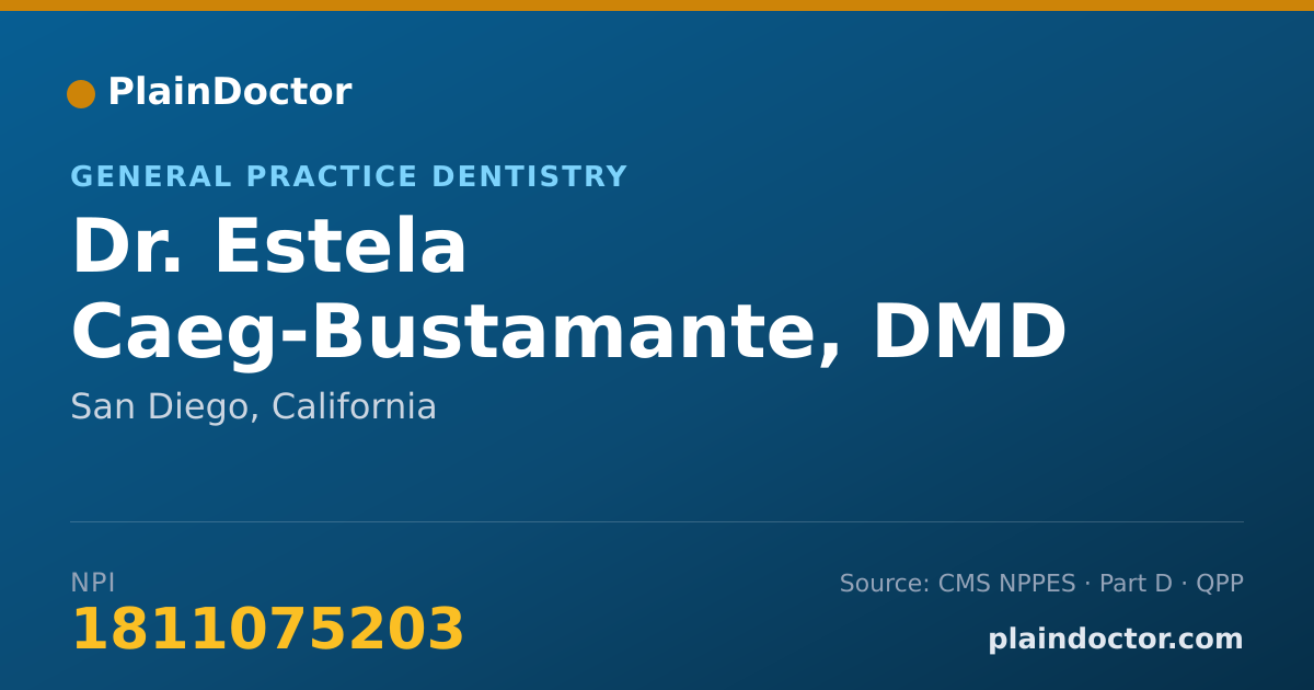 Shareable card for Estela Caeg-Bustamante, DMD - General Practice Dentistry, San Diego, CA