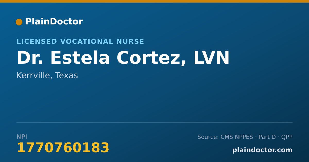 Shareable card for Estela Cortez, LVN - Licensed Vocational Nurse, Kerrville, TX