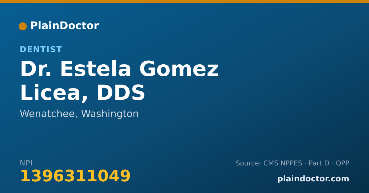 Shareable card for Estela Gomez Licea, DDS - Dentist, Wenatchee, WA