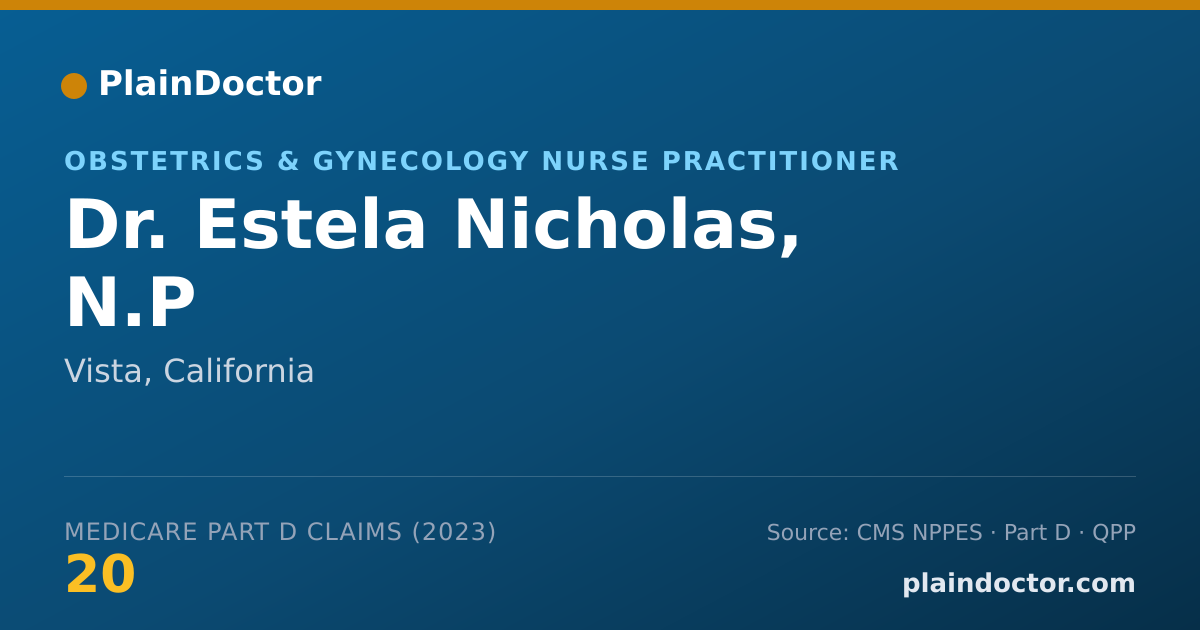 Shareable card for Estela Nicholas, N.P - Obstetrics & Gynecology Nurse Practitioner, Vista, CA