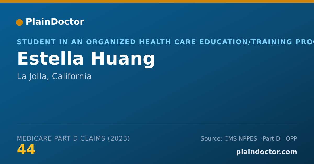 Shareable card for Estella Huang - Student in an Organized Health Care Education/Training Program, La Jolla, CA