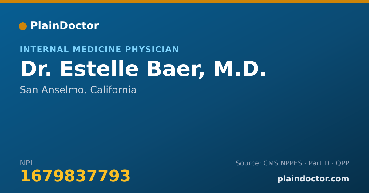 Shareable card for Estelle Baer, M.D. - Internal Medicine Physician, San Anselmo, CA