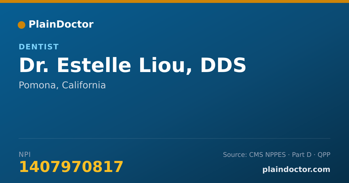 Shareable card for Estelle Liou, DDS - Dentist, Pomona, CA
