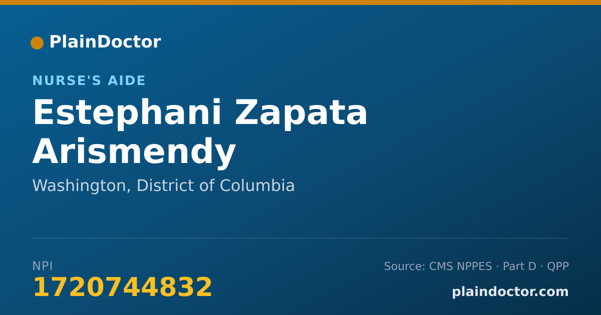 Shareable card for Estephani Zapata Arismendy - Nurse's Aide, Washington, DC