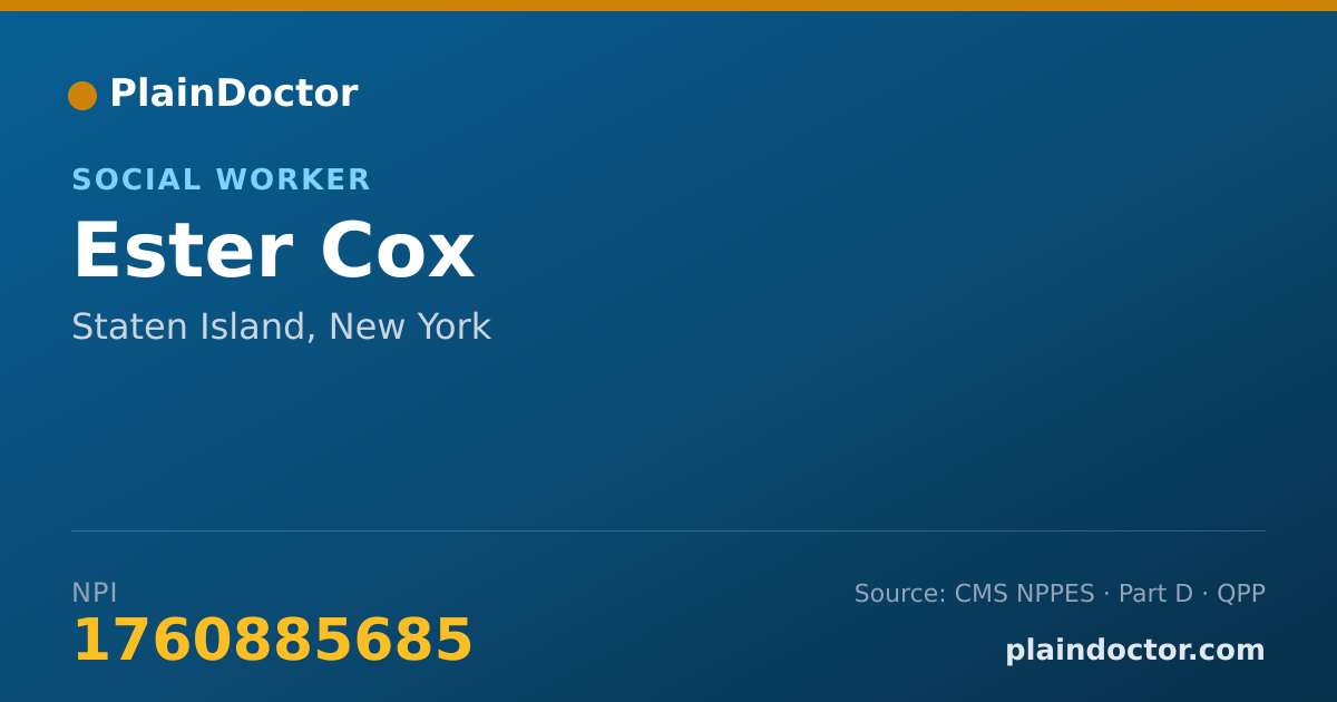 Shareable card for Ester Cox - Social Worker, Staten Island, NY