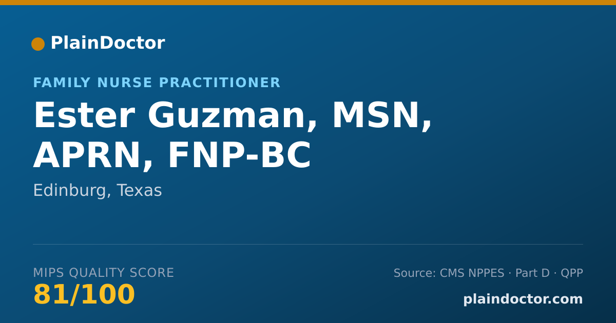 Shareable card for Ester Guzman, MSN, APRN, FNP-BC - Family Nurse Practitioner, Edinburg, TX