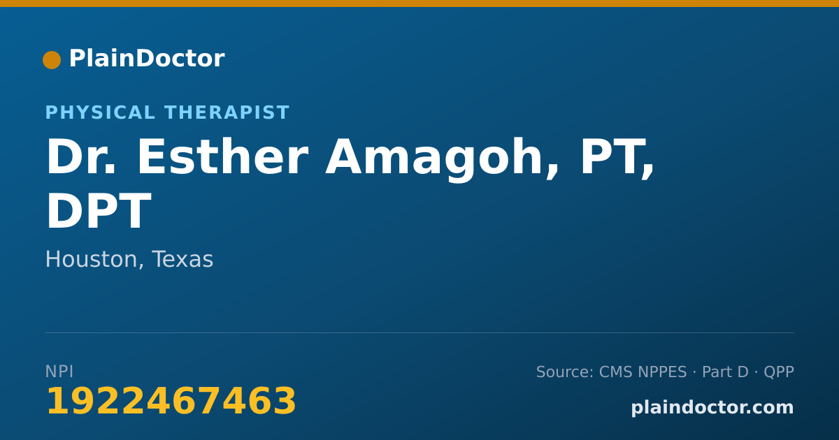 Shareable card for Esther Amagoh, PT, DPT - Physical Therapist, Houston, TX
