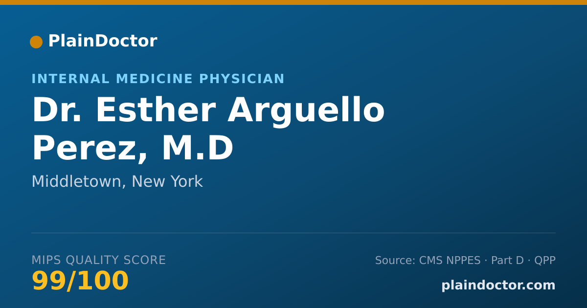 Shareable card for Esther Arguello Perez, M.D - Internal Medicine Physician, Middletown, NY