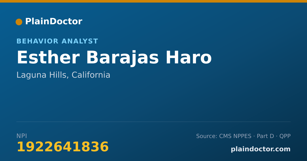 Shareable card for Esther Barajas Haro - Behavior Analyst, Laguna Hills, CA