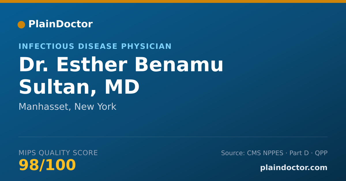 Shareable card for Esther Benamu Sultan, MD - Infectious Disease Physician, Manhasset, NY