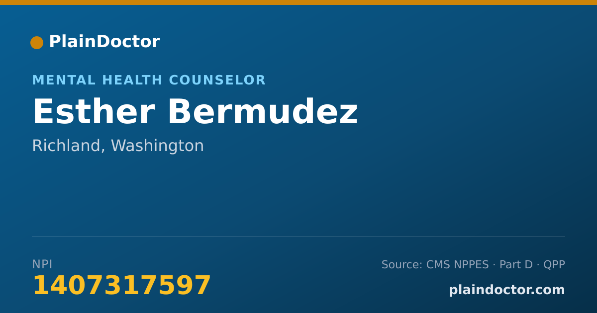 Shareable card for Esther Bermudez - Mental Health Counselor, Richland, WA