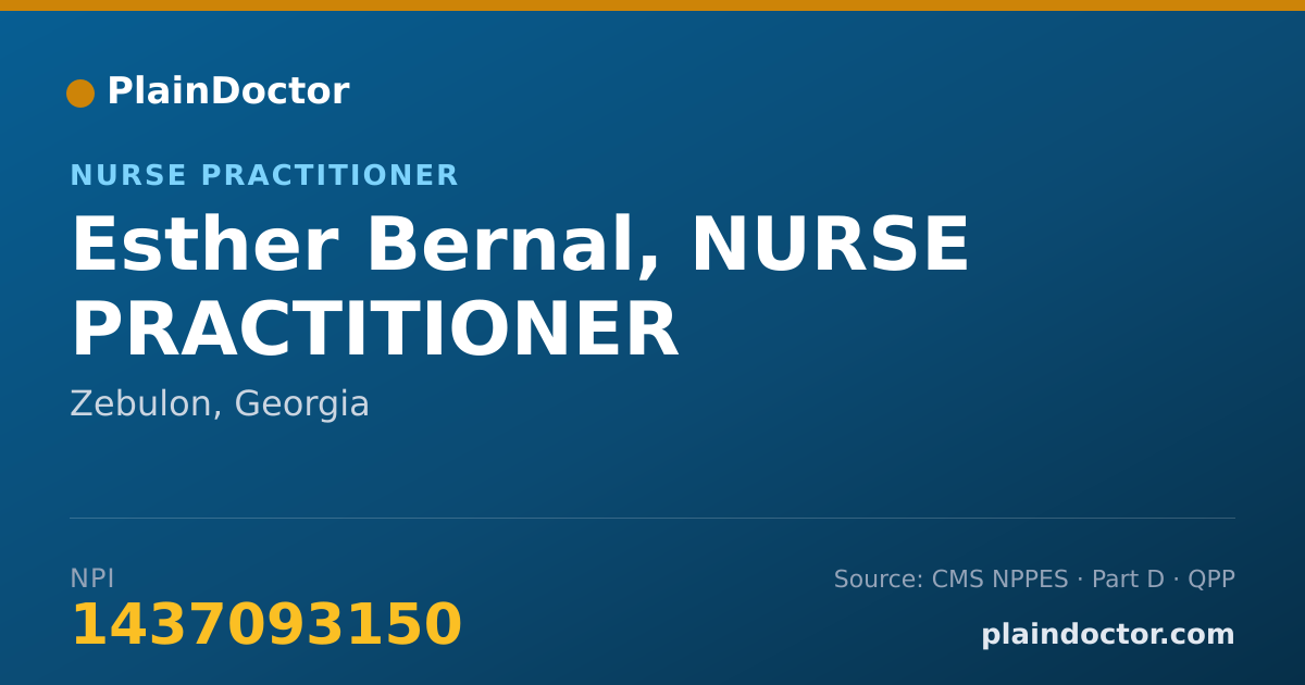 Shareable card for Esther Bernal, NURSE PRACTITIONER - Nurse Practitioner, Zebulon, GA