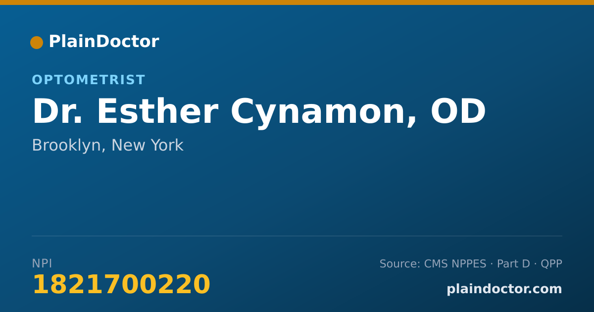 Shareable card for Esther Cynamon, OD - Optometrist, Brooklyn, NY