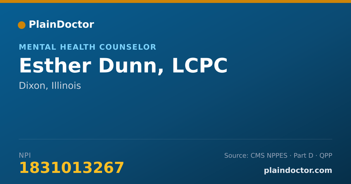 Shareable card for Esther Dunn, LCPC - Mental Health Counselor, Dixon, IL