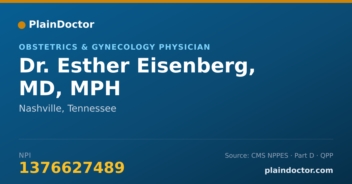 Shareable card for Esther Eisenberg, MD, MPH - Obstetrics & Gynecology Physician, Nashville, TN
