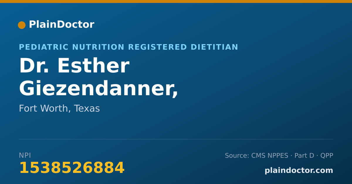 Shareable card for Esther Giezendanner, MPH,RD,LS - Pediatric Nutrition Registered Dietitian, Fort Worth, TX