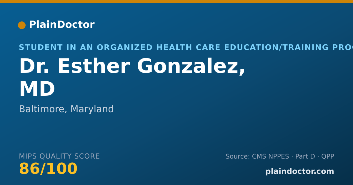 Shareable card for Esther Gonzalez, MD - Student in an Organized Health Care Education/Training Program, Baltimore, MD