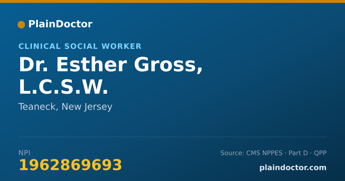 Shareable card for Esther Gross, L.C.S.W. - Clinical Social Worker, Teaneck, NJ
