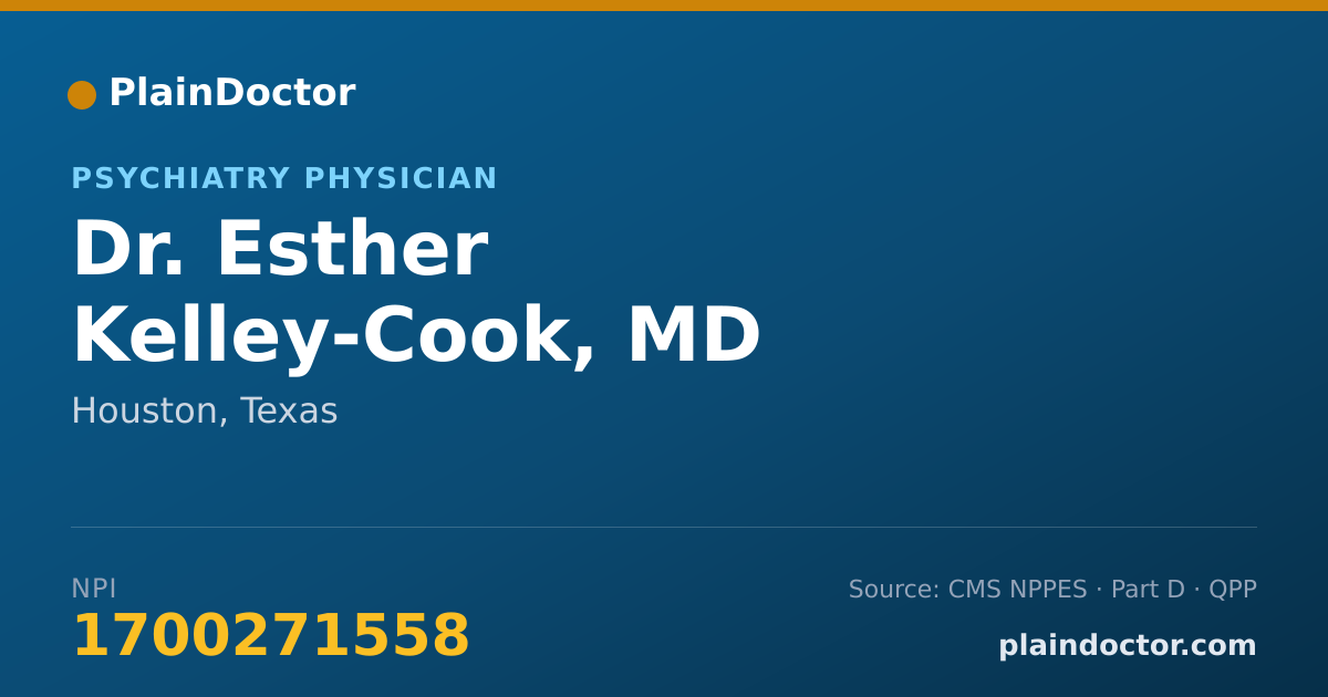 Shareable card for Esther Kelley-Cook, MD - Psychiatry Physician, Houston, TX