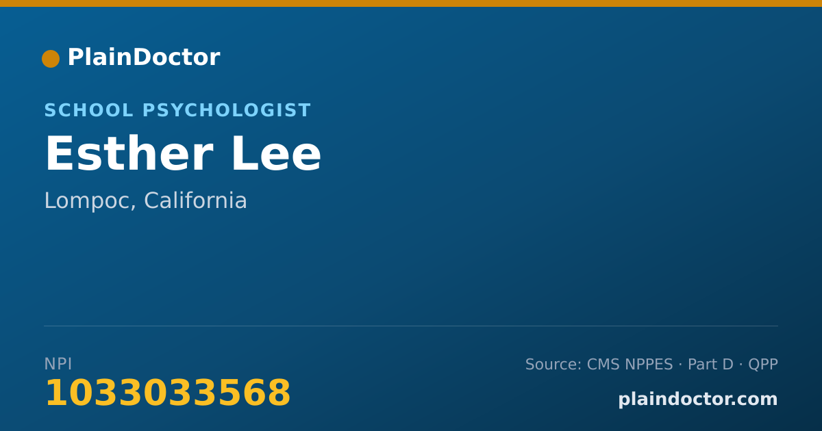 Shareable card for Esther Lee - School Psychologist, Lompoc, CA