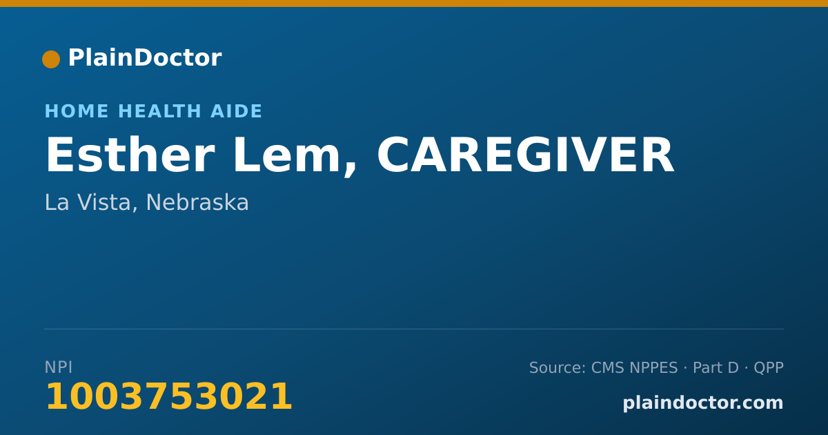 Shareable card for Esther Lem, CAREGIVER - Home Health Aide, La Vista, NE