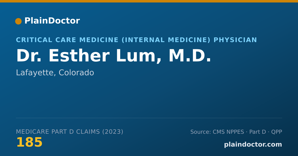 Shareable card for Esther Lum, M.D. - Critical Care Medicine (Internal Medicine) Physician, Lafayette, CO