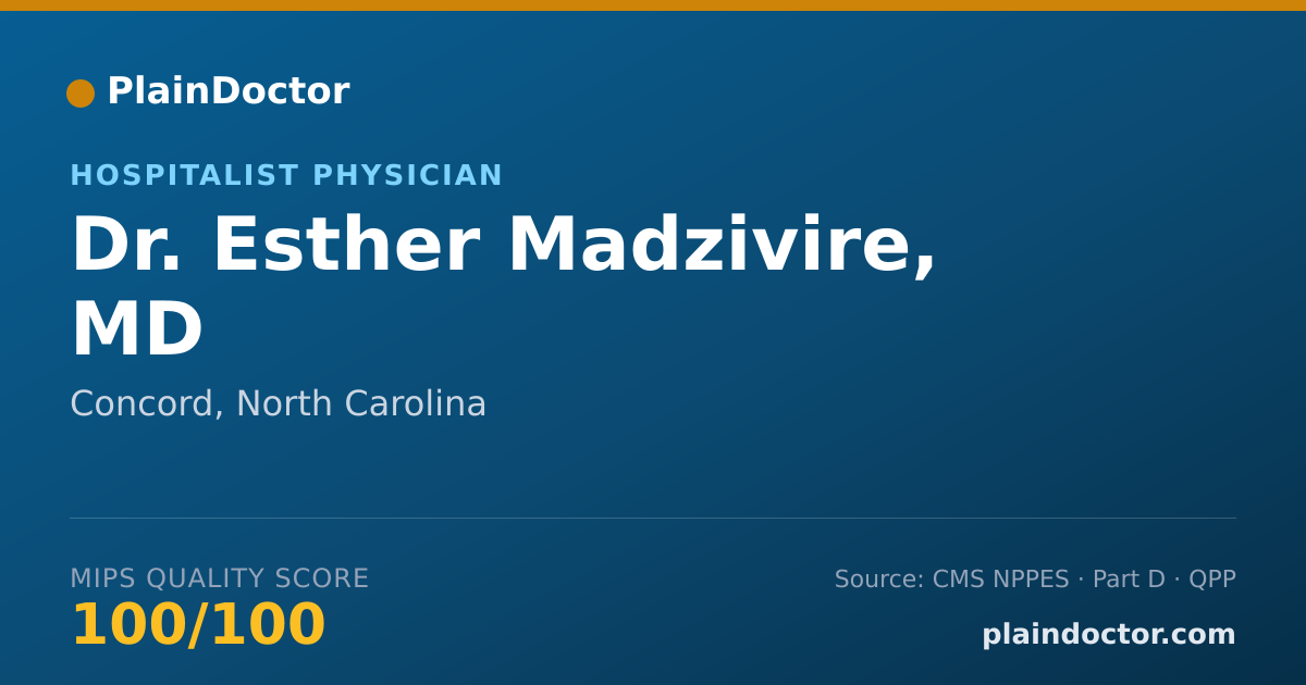 Shareable card for Esther Madzivire, MD - Hospitalist Physician, Concord, NC