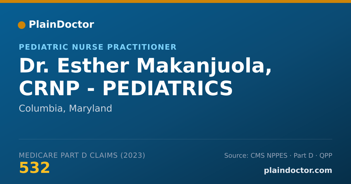 Shareable card for Esther Makanjuola, CRNP - PEDIATRICS - Pediatric Nurse Practitioner, Columbia, MD