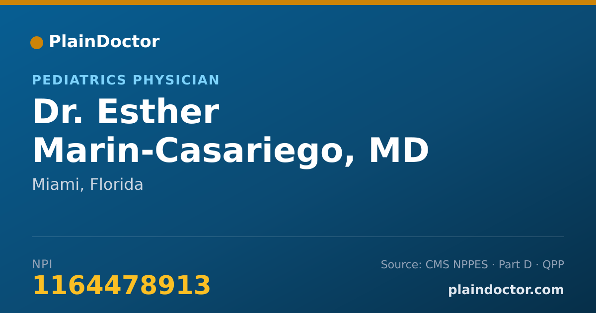 Shareable card for Esther Marin-Casariego, MD - Pediatrics Physician, Miami, FL