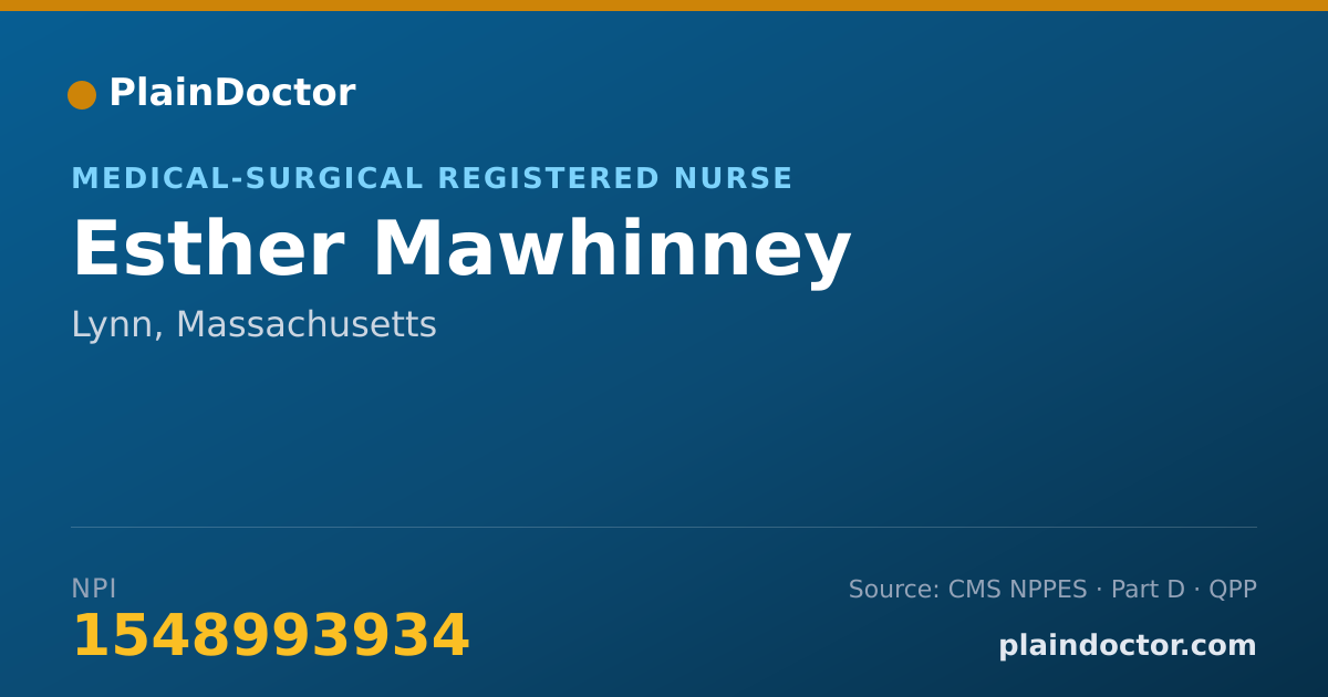 Shareable card for Esther Mawhinney - Medical-Surgical Registered Nurse, Lynn, MA