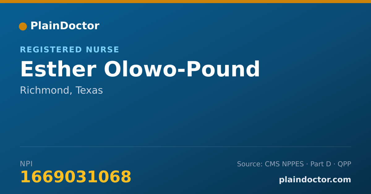 Shareable card for Esther Olowo-Pound - Registered Nurse, Richmond, TX