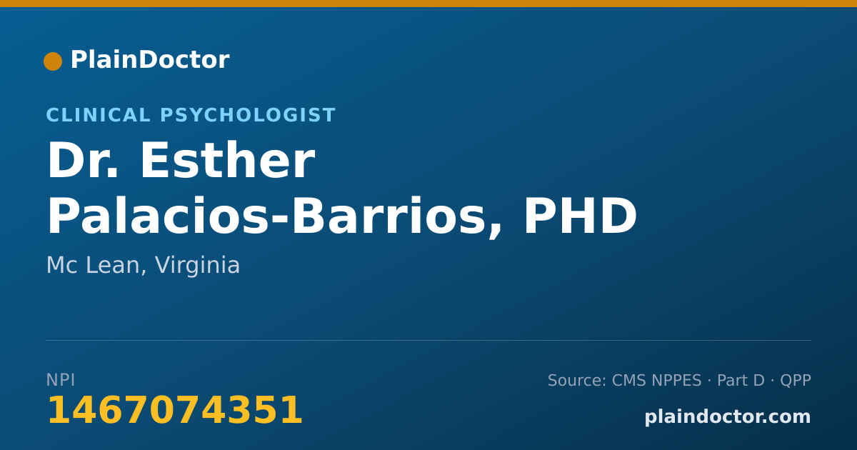 Shareable card for Esther Palacios-Barrios, PHD - Clinical Psychologist, Mc Lean, VA