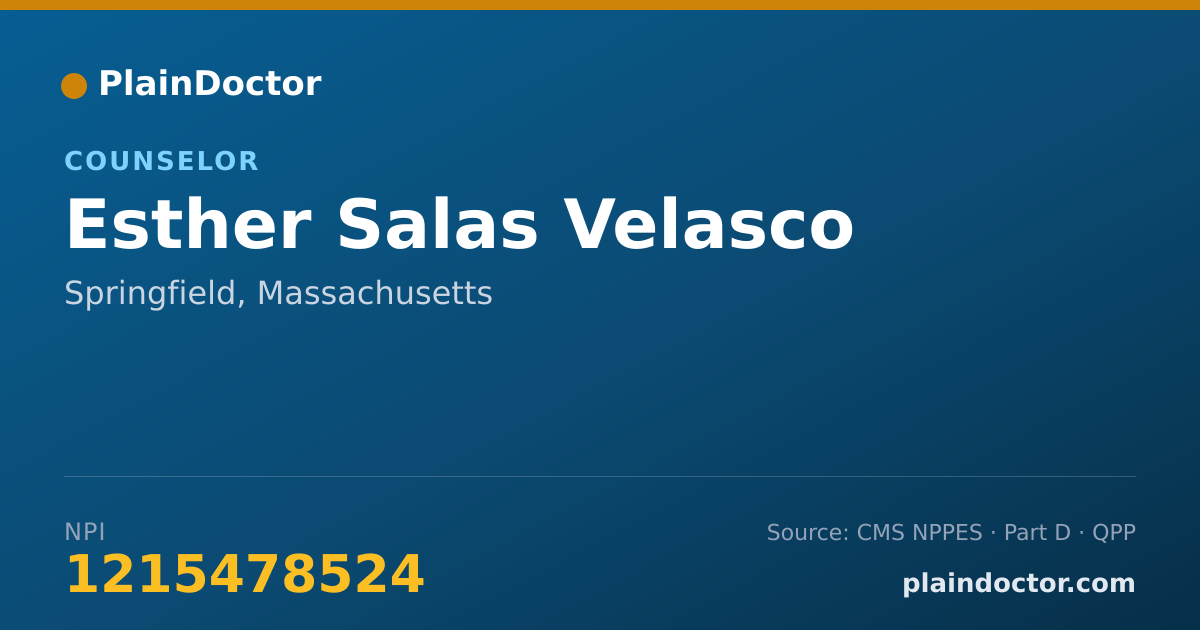 Shareable card for Esther Salas Velasco - Counselor, Springfield, MA