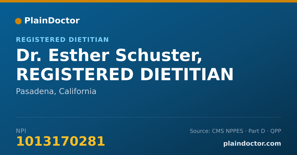 Shareable card for Esther Schuster, REGISTERED DIETITIAN - Registered Dietitian, Pasadena, CA